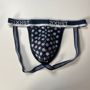 2xist Navy and White Snowflake Jockstrap